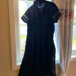 Talbots Black Eyelet Buttoned Vinatage Insp. Dress